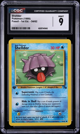 1999 Pokemon Fossil 1st Edition Shellder #54 CGC 9 MINT