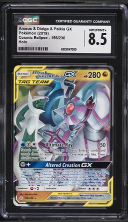 2019 Pokemon Sun & Moon Cosmic Eclipse Holo Arceus & Dialga & Palkia GX #156 CGC 8.5 NM-MT+