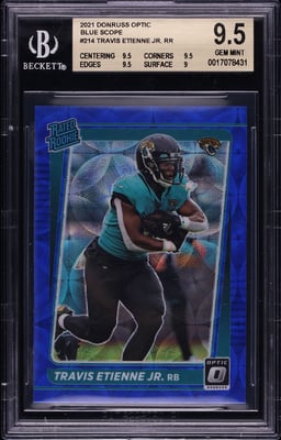 2021 Donruss Optic Blue Scope Travis Etienne Jr. ROOKIE #214 BGS 9.5 GEM MINT
