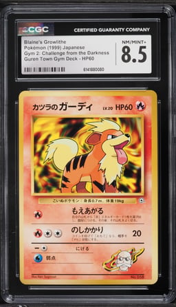 1999 Pokemon Japanese Gym 2 Challenge From Darkness Guren Town Blaine's Growlithe CGC 8.5