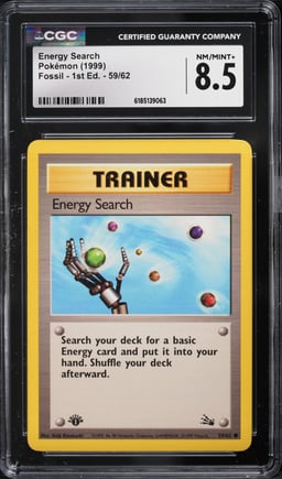 1999 Pokemon Fossil 1st Edition Energy Search #59 CGC 8.5 NM-MT+
