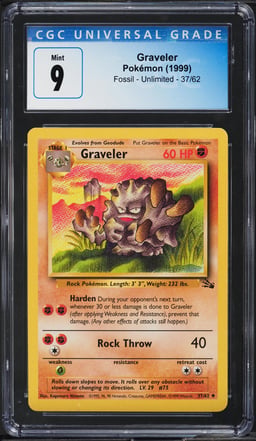 1999 Pokemon Fossil Graveler #37 CGC 9 MINT