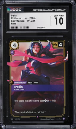 2026 Riftbound League Of Legends LoL Spiritforged Irelia #141 CGC 10 GEM MINT