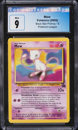 2000 Pokemon League Black Star Promo Mew #8 CGC 9 MINT