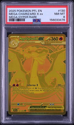 2025 Pokemon Mega Evolution Phantasmal Flames MHR Mega Charizard X ex #130 PSA 8 NM-MT