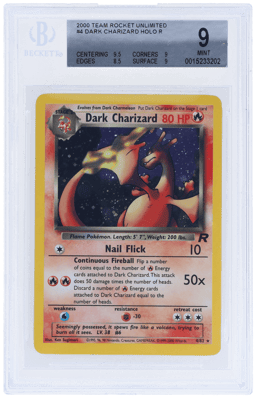 2000 Pokemon Team Rocket Holo Dark Charizard #4 BGS 9