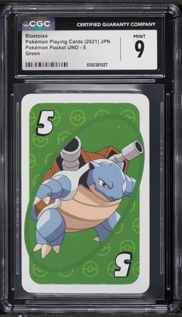 2021 Pokemon Japanese Playing Cards Pocket UNO Green Blastoise #5 CGC 9 MINT