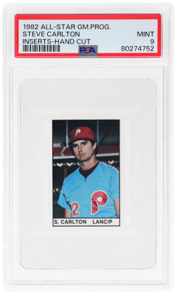 1982 All-Star Game Program Inserts Hand Cut Steve Carlton PSA 9