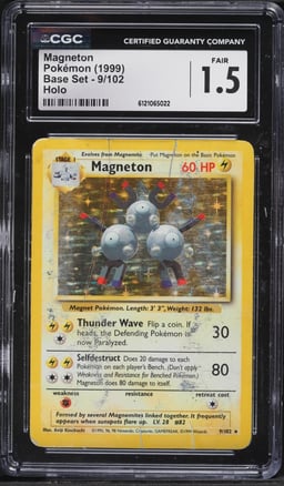 1999 Pokemon Base Set Holo Magneton #9 CGC 1.5 FR