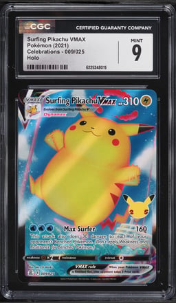2021 Pokemon Sword & Shield Celebrations Full Art Surfing Pikachu Vmax #9 CGC 9 MINT