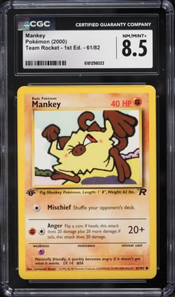 2000 Pokemon Team Rocket 1st Edition Mankey #61 CGC 8.5 NM-MT+