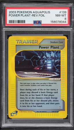 2003 Pokemon Aquapolis Reverse Holo Power Plant #139 PSA 8 NM-MT