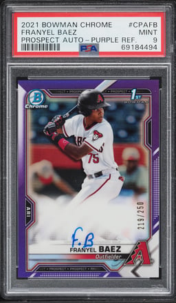 2021 Bowman Chrome Purple Refractor Franyel Baez PROSPECT AUTO /250 #CPA-FB PSA 9 MINT