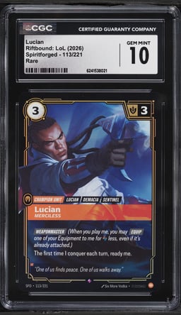 2026 Riftbound League Of Legends LoL Spiritforged Lucian #113 CGC 10 GEM MINT