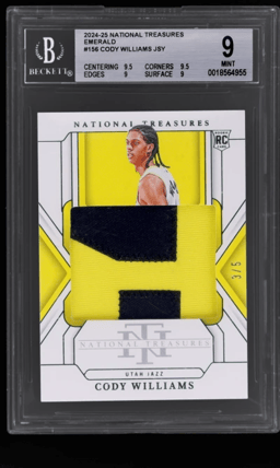 2024 National Treasures Rookie Patch Emerald Cody Williams #156 3/5 BGS 9