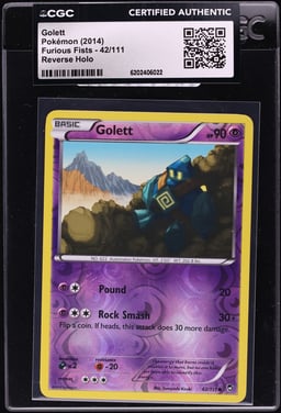 2014 Pokemon XY Furious Fists Reverse Holo Golett #42 CGC AUTH