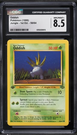 1999 Pokemon Jungle 1st Edition Oddish #58 CGC 8.5 NM-MT+