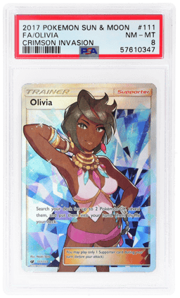 2017 Pokemon Sun and Moon Crimson Invasion Olivia #111 PSA 8