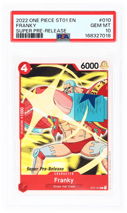 2022 One Piece Straw Hat Crew Super Prerelease Franky #ST01-010 PSA 10