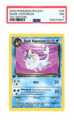 2000 Pokemon Team Rocket 1st Edition Dark Vaporeon #45 PSA 7