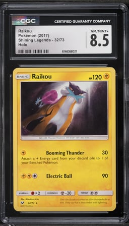 2017 Pokemon Sun & Moon Shining Legends Holo Raikou #32 CGC 8.5 NM-MT+