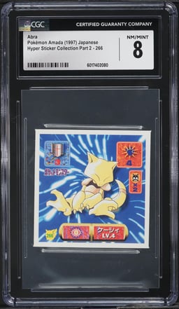 1997 Pokemon Japanese Amada Hyper Sticker Part 2 Abra #266 CGC 8 NM-MT