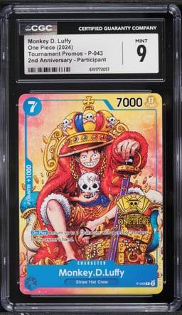 2024 One Piece Promo 2nd Anniversary Participant Alt Art Monkey D. Luffy #P-043 CGC 9 MINT