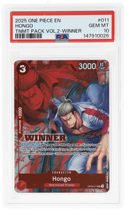 2025 One Piece Tournament Pack Volume 2 Winner Hongo #OP09011 PSA 10
