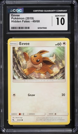 2019 Pokemon Sun & Moon Hidden Fates Eevee #49 CGC 10 GEM MINT