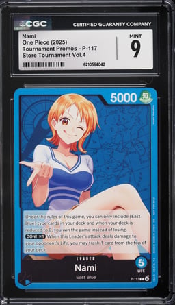 2025 One Piece Promo Store Tournament Vol.4 Leader Nami #P-117 CGC 9 MINT