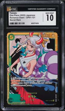 2022 One Piece Japanese Romance Dawn Yamato #OP01-121 CGC 10 GEM MINT