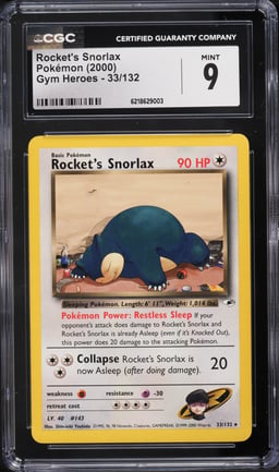 2000 Pokemon Gym Heroes Rocket's Snorlax #33 CGC 9 MINT