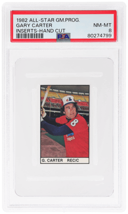 1982 All-Star Game Program Inserts Hand Cut Gary Carter PSA 8