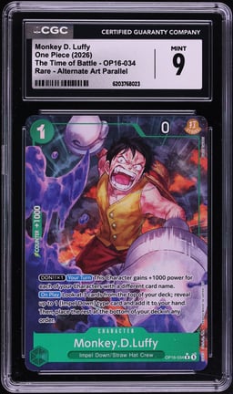 2026 One Piece The Time Of Battle Alt Art Monkey D. Luffy #OP16-034 CGC 9 MINT