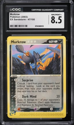 2003 Pokemon EX Sandstorm Murkrow #47 CGC 8.5 NM-MT+