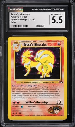 2000 Pokemon Gym Challenge Holo Brock's Ninetales #3 CGC 5.5 EX+
