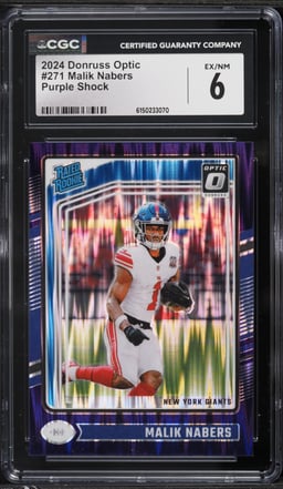 2024 Donruss Optic Purple Shock Malik Nabers ROOKIE #271 CGC 6 EXMT