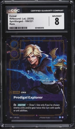 2026 Riftbound League Of Legends LoL Spiritforged Ezreal #199 CGC 8 NM-MT