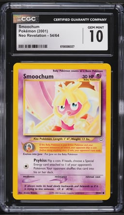 2001 Pokemon Neo Revelation Smoochum #54 CGC 10 GEM MINT