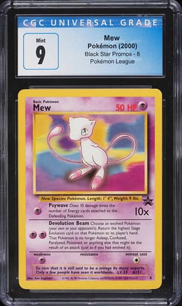 2000 Pokemon League Black Star Promo Mew #8 CGC 9 MINT
