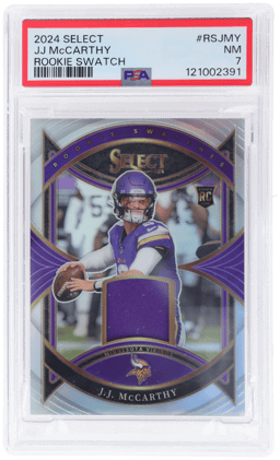 2024 Panini Select Rookie Swatches JJ Mccarthy #RSJMY 84/125 PSA 7