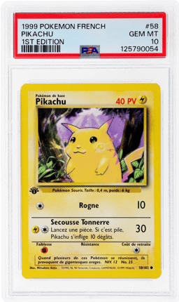 1999 Pokemon Base Set French 1st Edition Pikachu #58 PSA 10