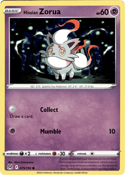 2022 Hisuian Zorua #75 Lost Origin