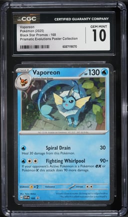 2025 Pokemon SV Promo Prismatic Evolutions Poster Collection Vaporeon #168 CGC 10 GEM MINT