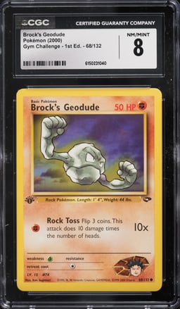 2000 Pokemon Gym Challenge 1st Edition Brock's Geodude #68 CGC 8 NM-MT
