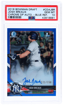 2018 Bowman Draft Chrome Autograph Blue Refractor Josh Breaux #CDA-JBR 121/150 PSA 10