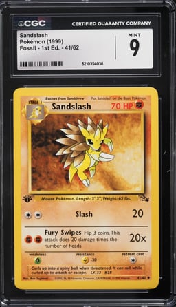 1999 Pokemon Fossil 1st Edition Sandslash #41 CGC 9 MINT