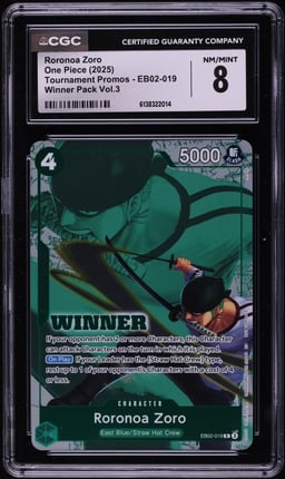 2025 One Piece Tournament Promos Winner Pack Vol.3 Alt Art Roronoa Zoro #EB02-019 CGC 8 NM-MT