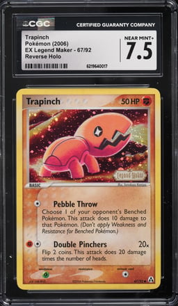2006 Pokemon EX Legend Maker Reverse Holo Trapinch #67 CGC 7.5 NRMT+