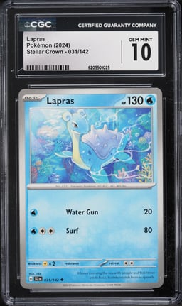 2024 Pokemon Stellar Crown Lapras #031 CGC 10 GEM MINT